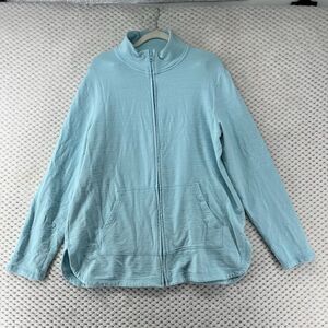 T by Talbots Full Zip Jacket‎ Pockets Long Sleeve Comfy Casual Blue Size Large
